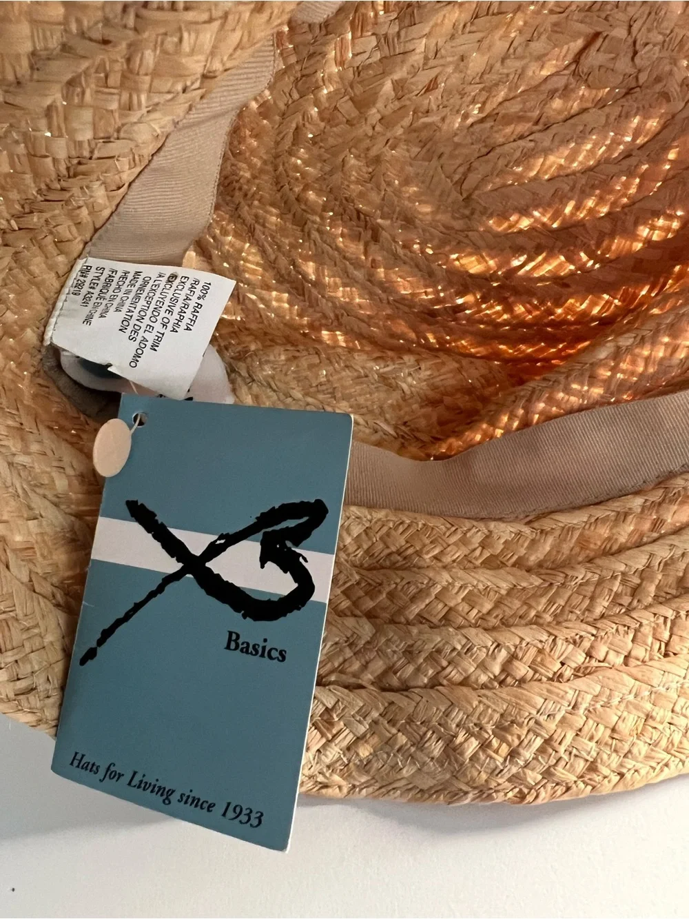 New Straw Trendy Hat - Natural with Brown Stripe